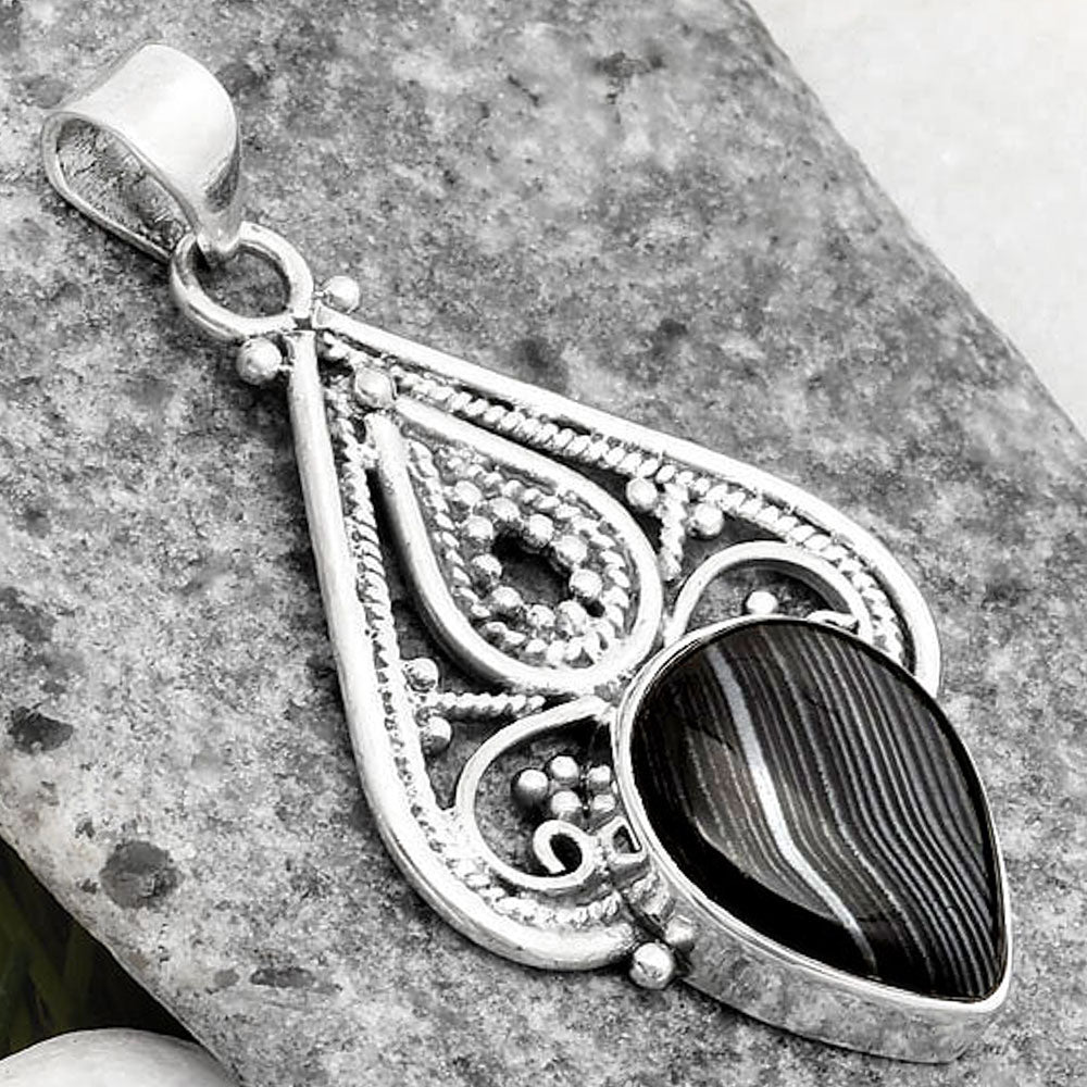 Crown Of Silver Psilomelane - Black Malachite Pendant P-1541 SDP107285