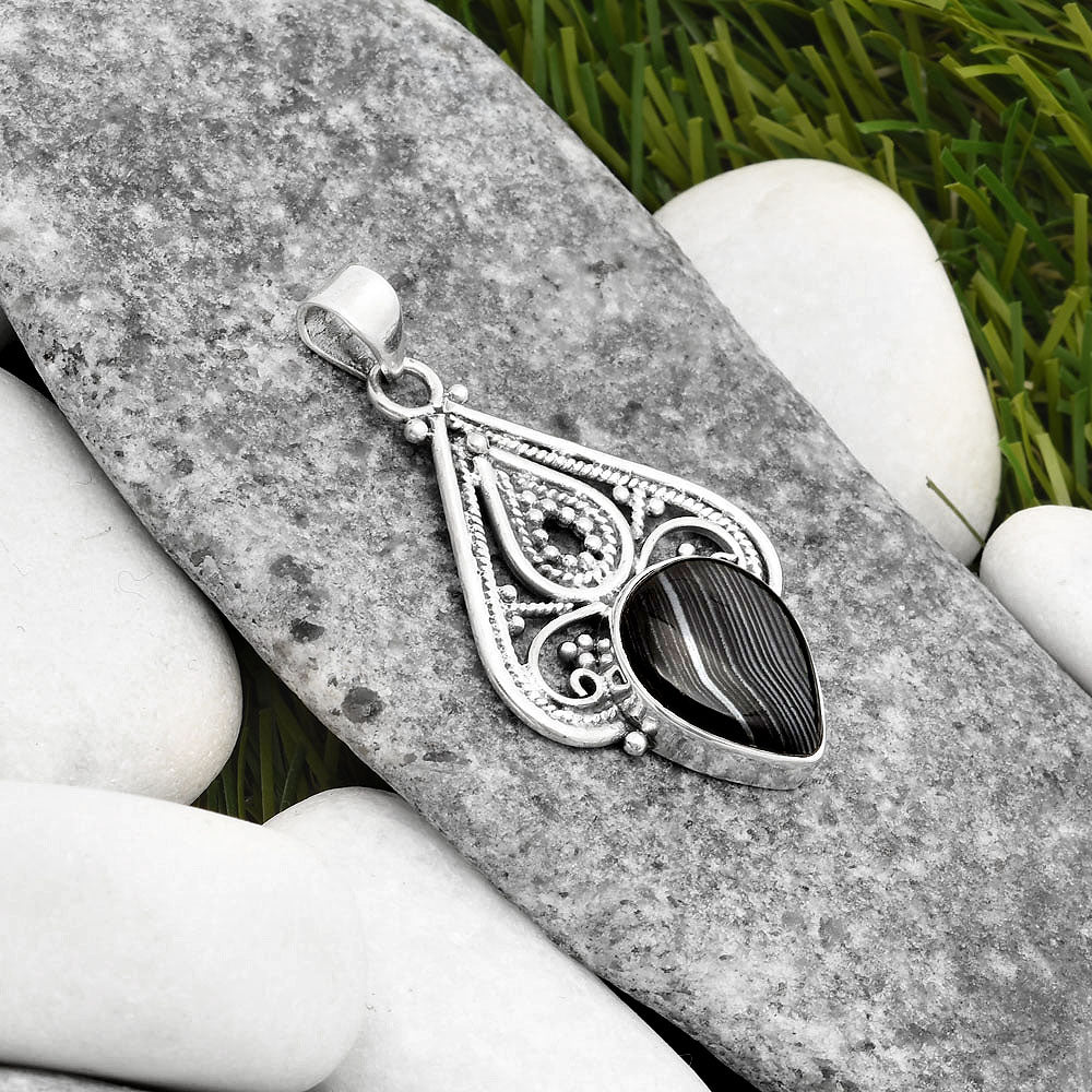 Crown Of Silver Psilomelane - Black Malachite Pendant P-1541 SDP107285