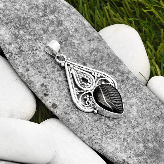 Crown Of Silver Psilomelane - Black Malachite Pendant P-1541 SDP107285