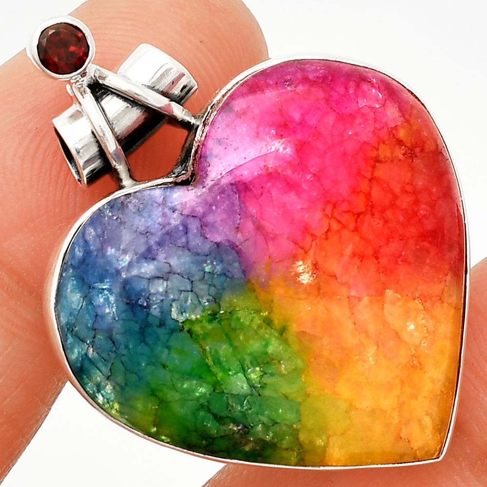 Heart - Multi Solar Quartz & Garnet Pendant P-1159 SDP149686