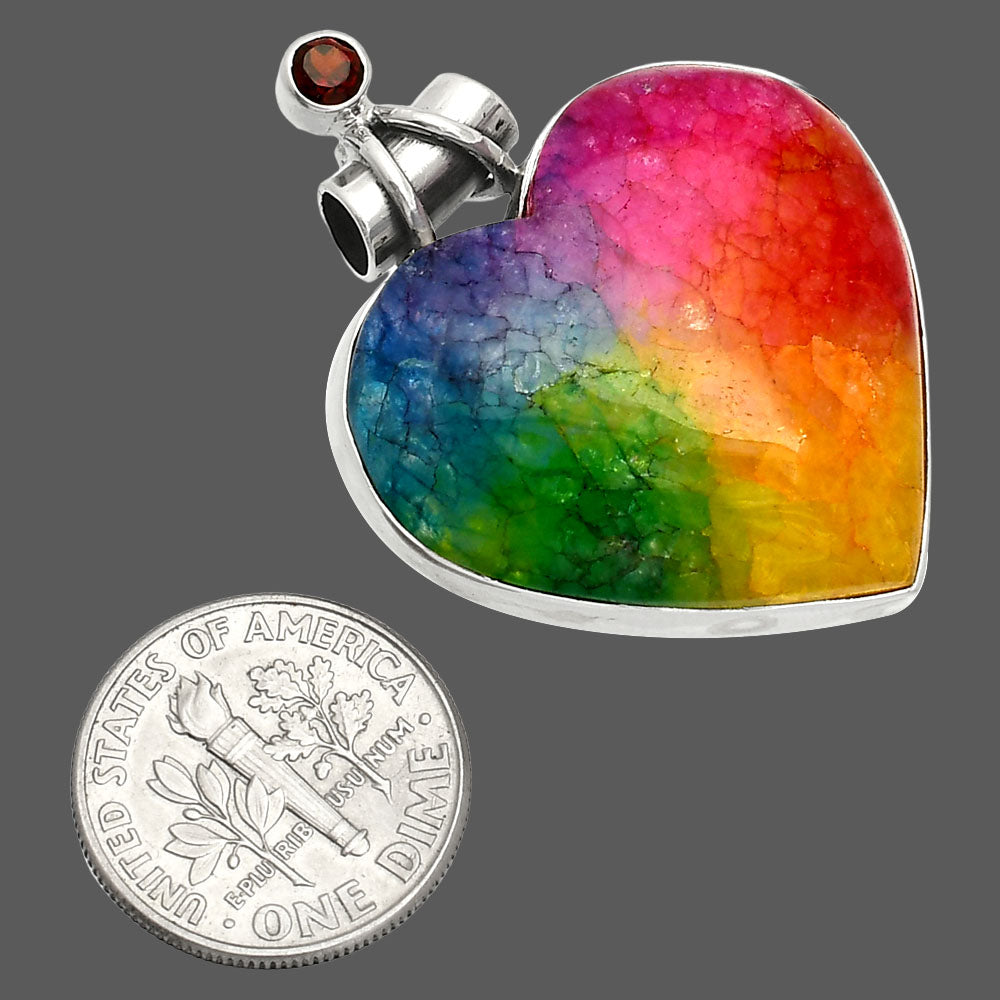 Heart - Multi Solar Quartz & Garnet Pendant P-1159 SDP149686