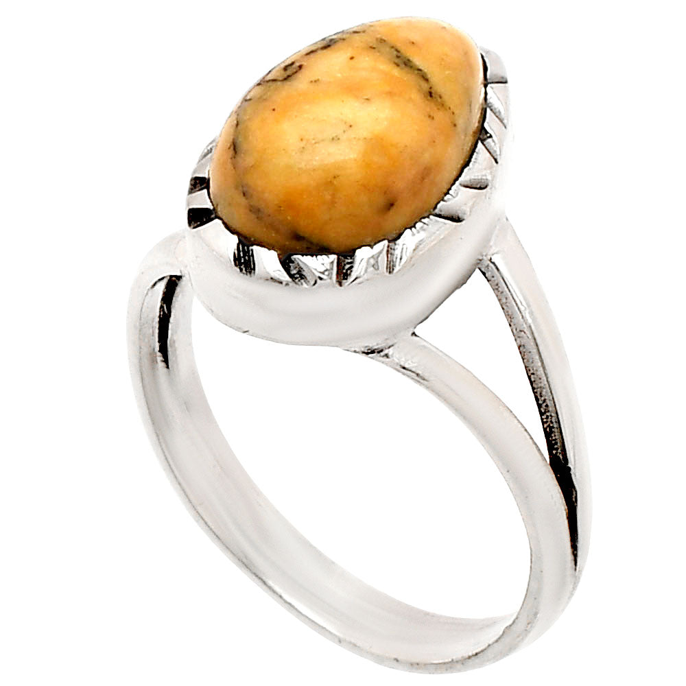 Natural Honey Dendritic Opal Ring size-7 R-1074 SDR230827