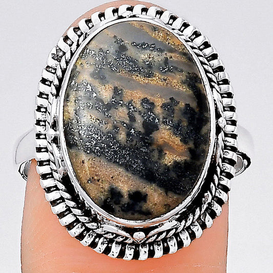 Natural Russian Honey Dendrite Opal Ring size-8 R-1279 SDR246331