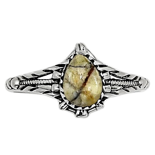 Authentic White Buffalo Turquoise Nevada Ring size-5 R-1345 SDR254228