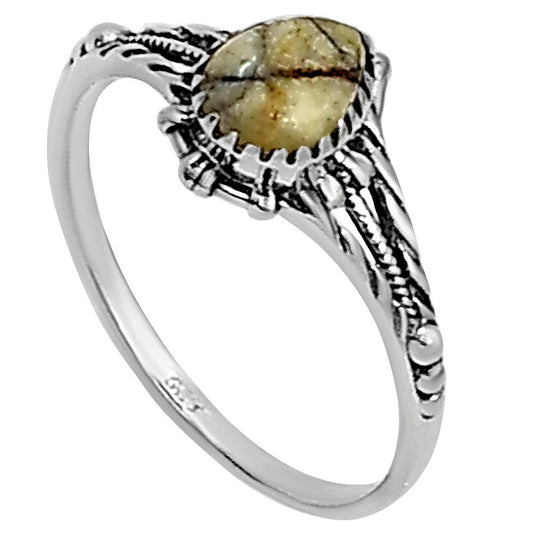 Authentic White Buffalo Turquoise Nevada Ring size-5 R-1345 SDR254228