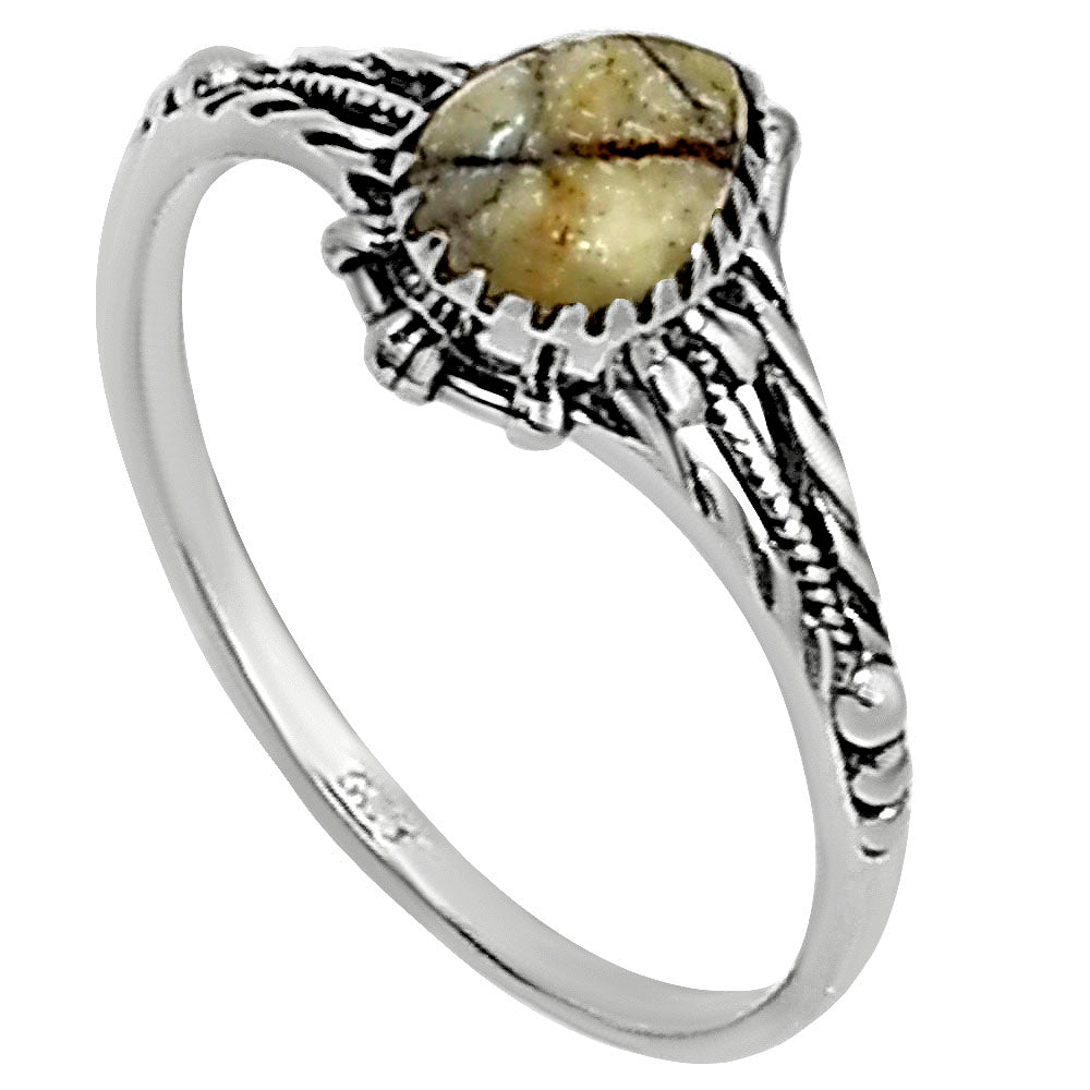 Authentic White Buffalo Turquoise Nevada Ring size-5 R-1345 SDR254228